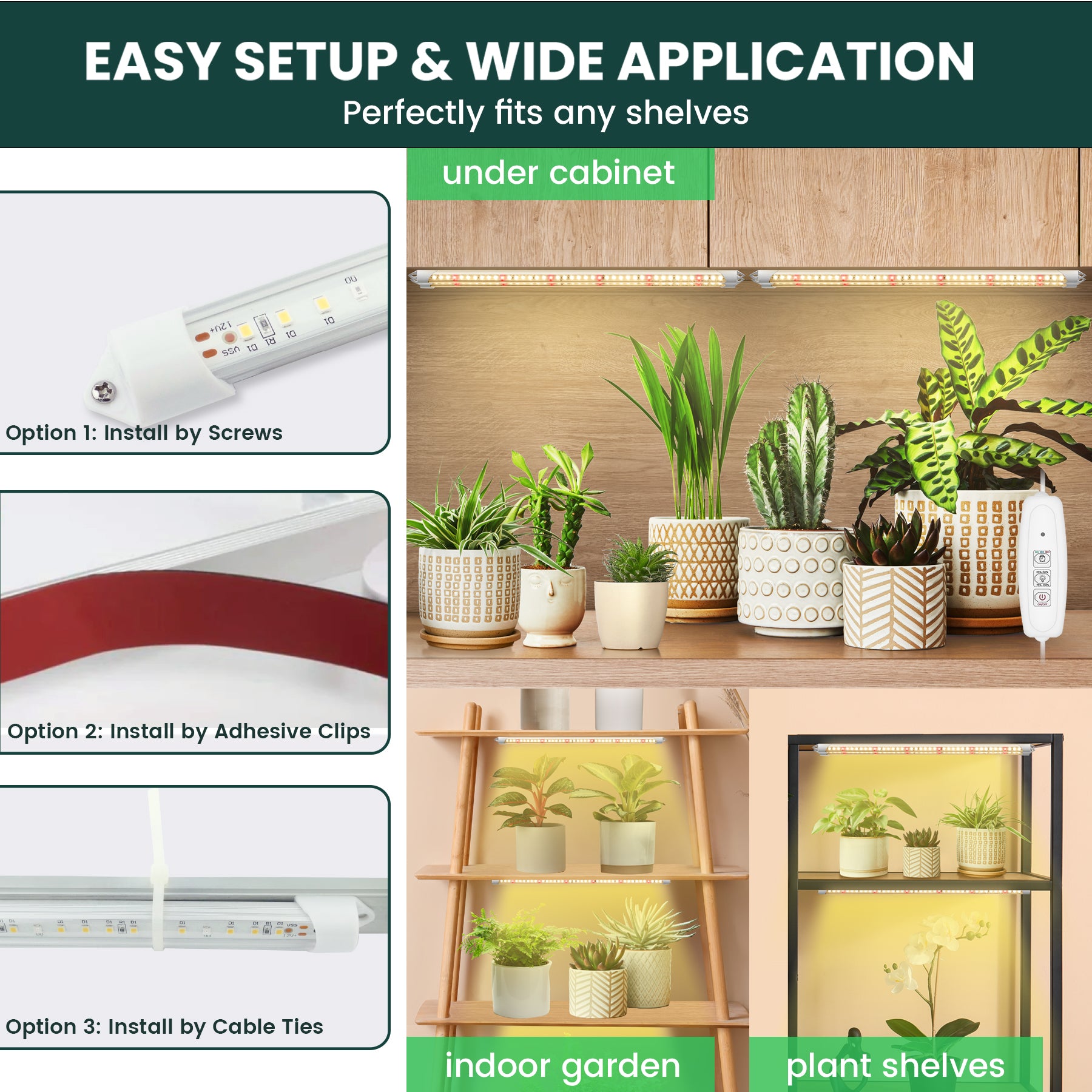 under cabinet plant grow light EASY GROW LED Grow Light Bars, Full Spectrum 4000K, 4 Pack with Timer – My City Garden